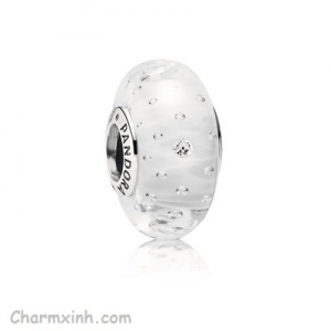 Charm glass trắng bọt White Fizzle Murano Charm GL015